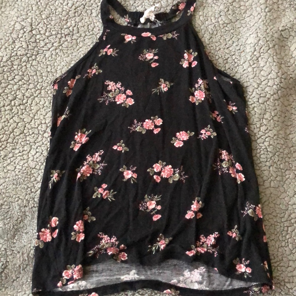 High neck floral tank
